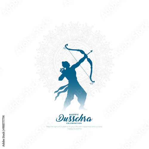 Happy Dussehra Greeting Card and Post. Happy Vijayadashami of Lord Rama Killing Ravana in Dussehra Vector Illustration