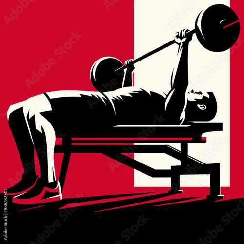 Muscular bodybuilder vector silhouette illustration, gym, workout