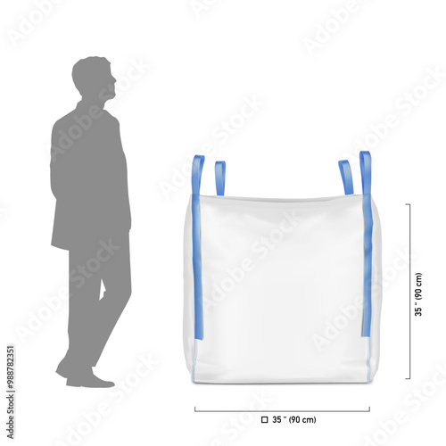 Flexible intermediate bulk container big bag mockup. High realistic. Vector illustration isolated on white background. Ready for use in presentation, promo, advertising and more. EPS10.