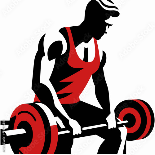 Muscular bodybuilder vector silhouette illustration, gym, workout