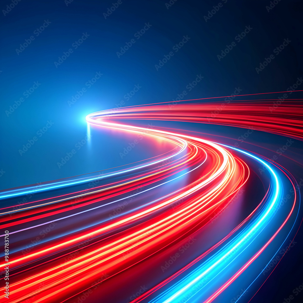 abstract red light trail on blue background abstract red light trail on blue background