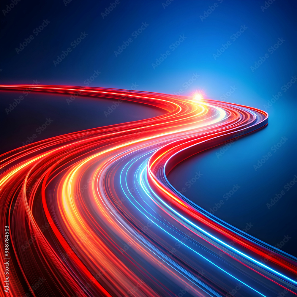 abstract red light trail on blue background abstract red light trail on blue background