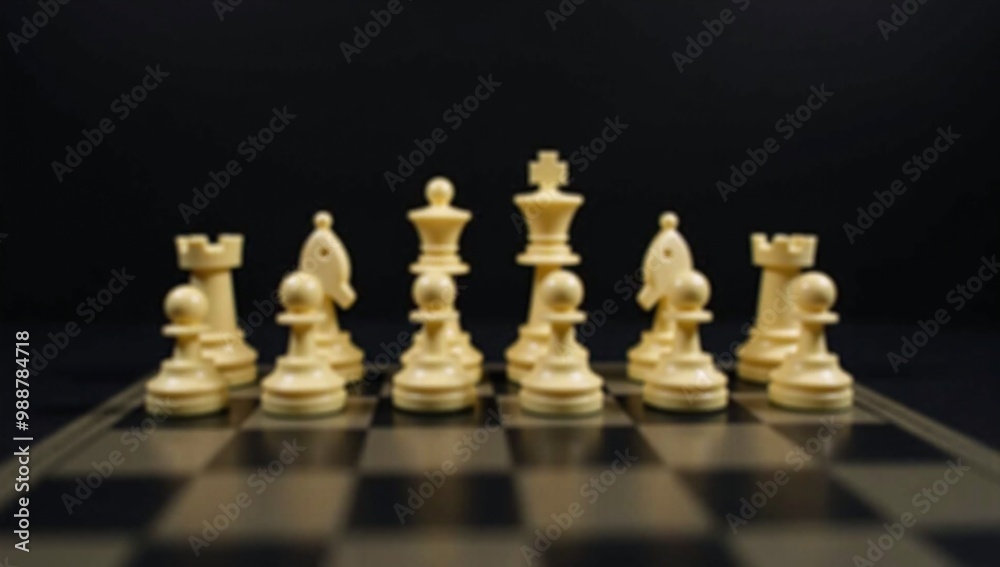 A chess board with white pieces on it. A chess board with white pieces on it.