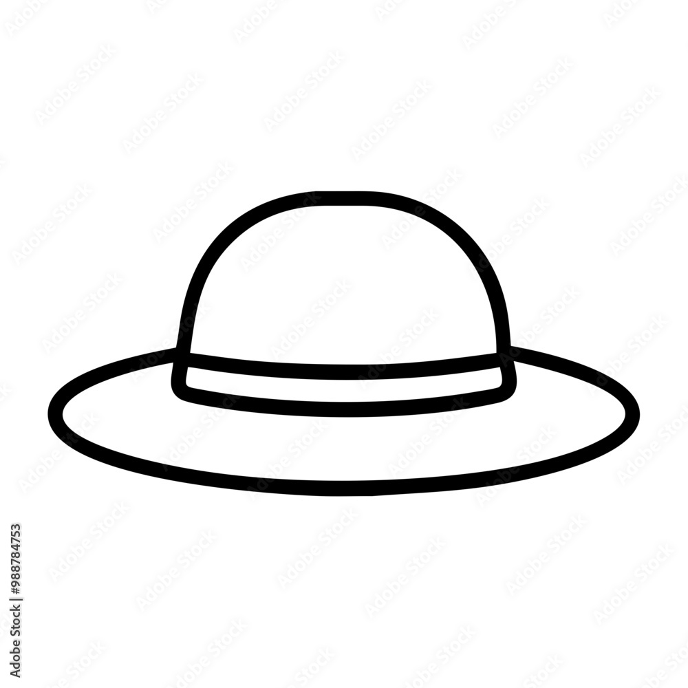 A hat with a brim is drawn in black. A hat with a brim is drawn in black.