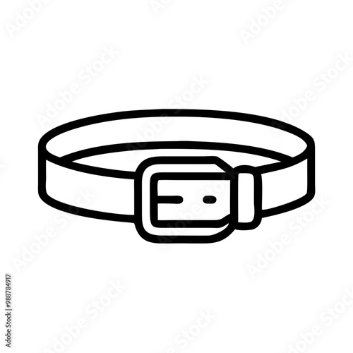 A belt is shown in a black and white drawing. The belt is made of leather and has a buckle