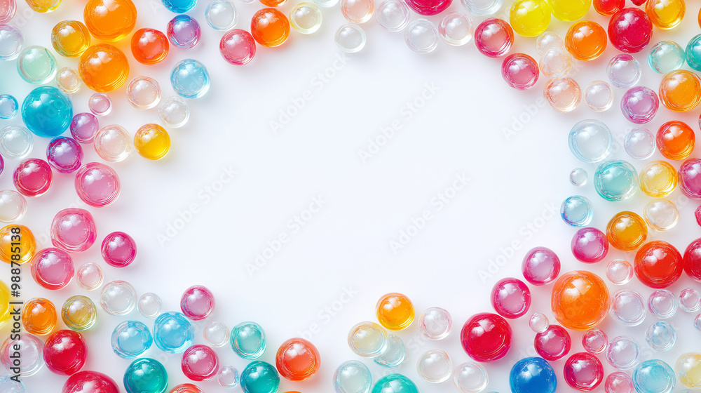 beads: a delicate frame made from scattered beads, spaced evenly with plenty of white space on a clean background, the beads are arranged carefully to showcase their round shapes and vibrant colors beads: a delicate frame made from scattered beads, spaced evenly with plenty of white space on a clean background, the beads are arranged carefully to showcase their round shapes and vibrant colors