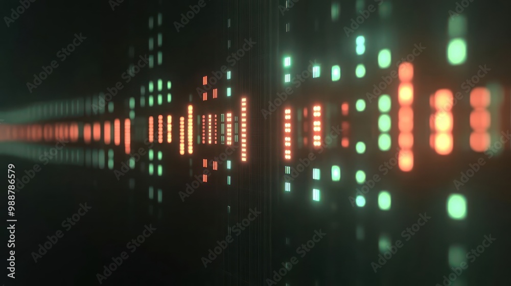 Abstract digital visualizer with colorful bars representing sound frequencies. Abstract digital visualizer with colorful bars representing sound frequencies.