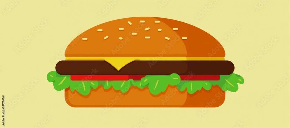 A hamburger with lettuce/ tomato and cheese on a bun. A hamburger with lettuce/ tomato and cheese on a bun.