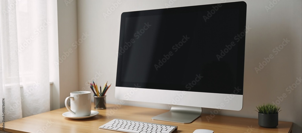 A desktop computer sitting on top of a wooden desk. A desktop computer sitting on top of a wooden desk.