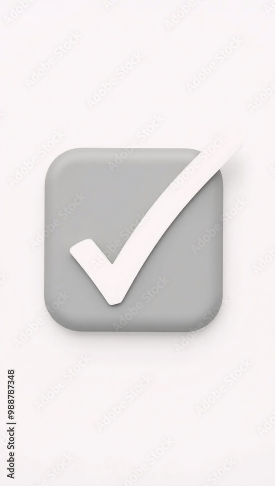 A gray button with a white check mark on it. A gray button with a white check mark on it.