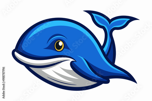 Blue Whale head mascot design vector