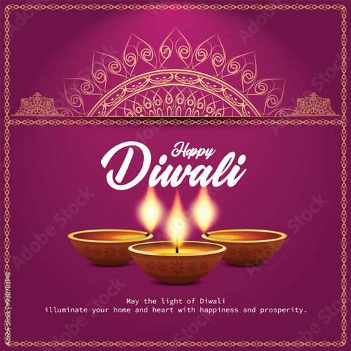 Happy Diwali indian fetival of lights celebration Indian Traditional card background. Diwali celebration vector illustration design