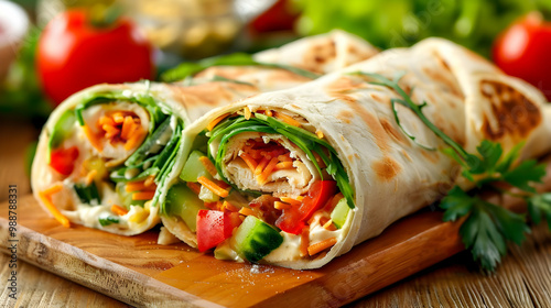 Chicken Wrap with Fresh Vegetables and Creamy Dressing