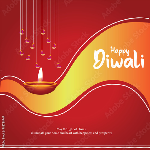 Happy Diwali indian fetival of lights celebration Indian Traditional card background. Diwali celebration vector illustration design