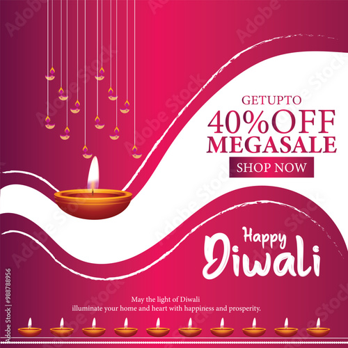 Happy Diwali indian fetival of lights celebration Indian Traditional card background. Diwali celebration vector illustration design