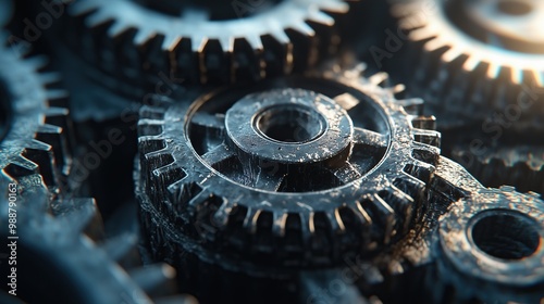 Close-up of Interlocking Gears