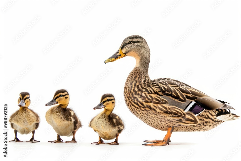 Duck family on white background Duck family on white background