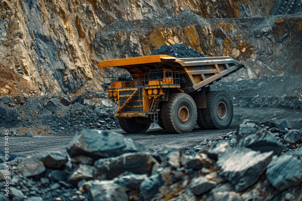 Mining Minerals: Safety First. Dump Truck Loading Copper, Silver, and Gold at Quarry Mining Minerals: Safety First. Dump Truck Loading Copper, Silver, and Gold at Quarry