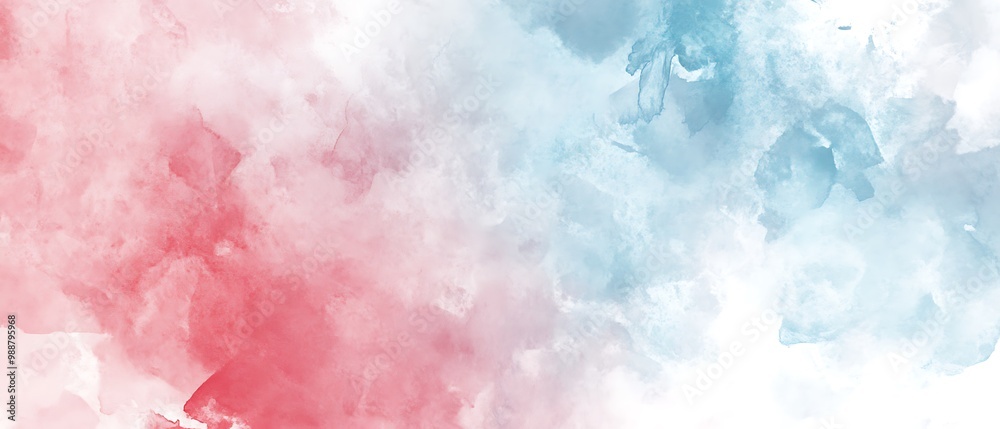 Fototapeta premium Abstract watercolor background with soft pink and blue tones.