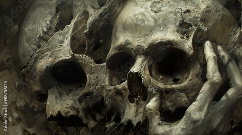 The Weight of Mortality: A Surreal Skull Painting