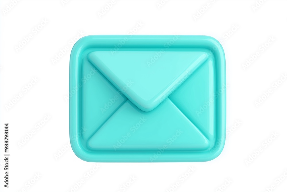 A 3D teal envelope icon with a folded triangular flap, in a minimalist and clean style A 3D teal envelope icon with a folded triangular flap, in a minimalist and clean style