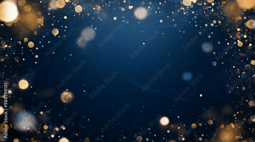 sparkling frost confetti: a glamorous frame made from sparkling frost-shaped confetti, scattered around the edges of a midnight blue background sparkling frost confetti: a glamorous frame made from sparkling frost-shaped confetti, scattered around the edges of a midnight blue background