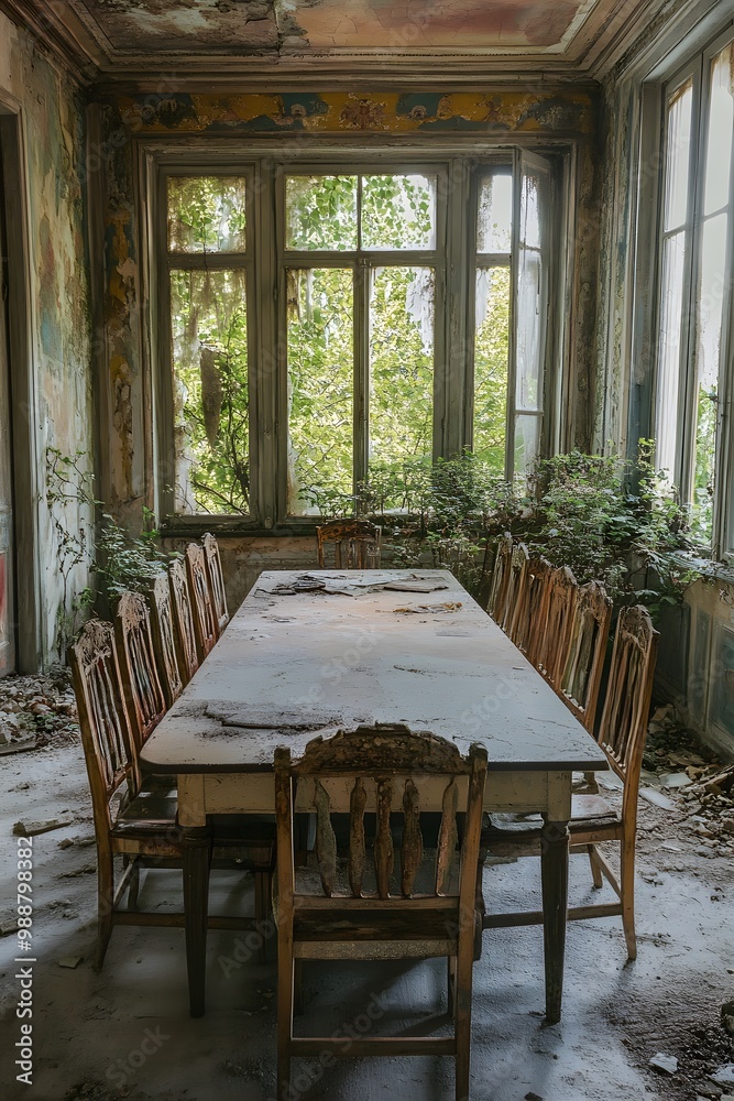 Fototapeta premium Old Dining Room in Decay.