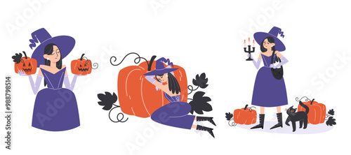Witch and Pumpkin Collection for Halloween