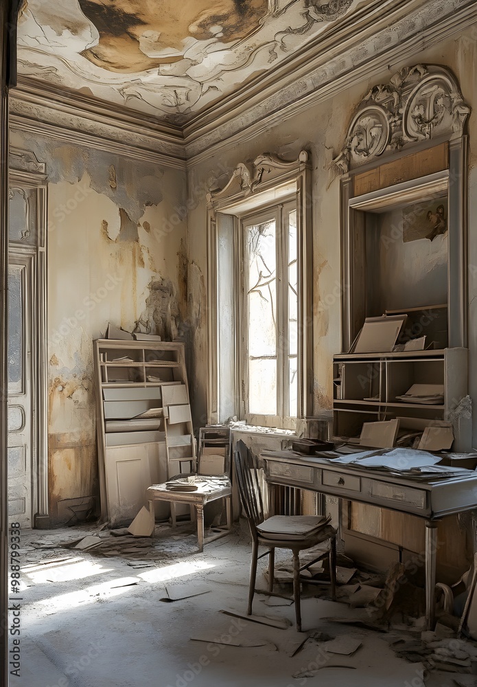 Old Room with Classical Architecture in Decay Old Room with Classical Architecture in Decay