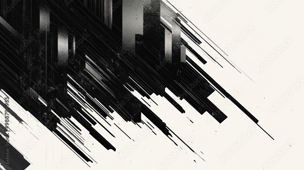 Abstract black and white graphic with sharp lines and dynamic movement. Abstract black and white graphic with sharp lines and dynamic movement.