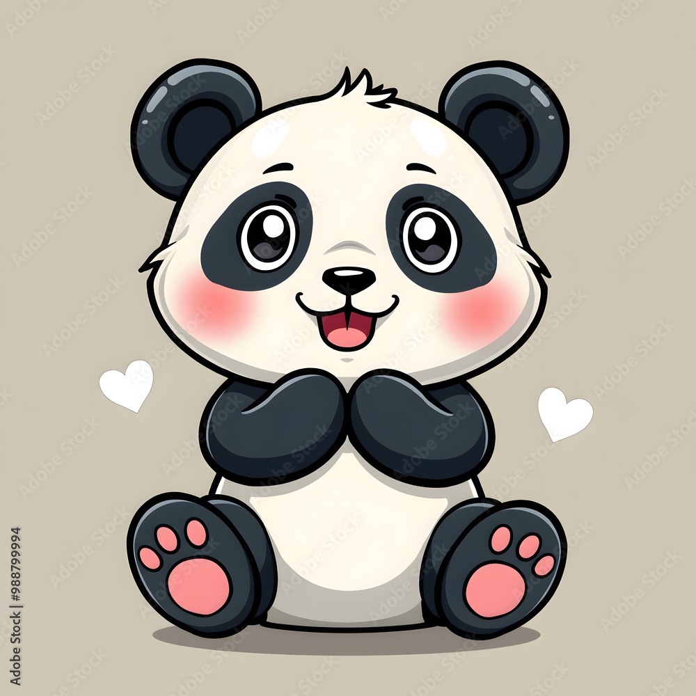 Fototapeta premium Cute Chibi Panda Vector Illustration for T-Shirt Design