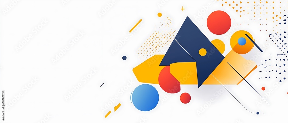 Abstract geometric background with blue, orange, and red circles on white. Abstract geometric background with blue, orange, and red circles on white.