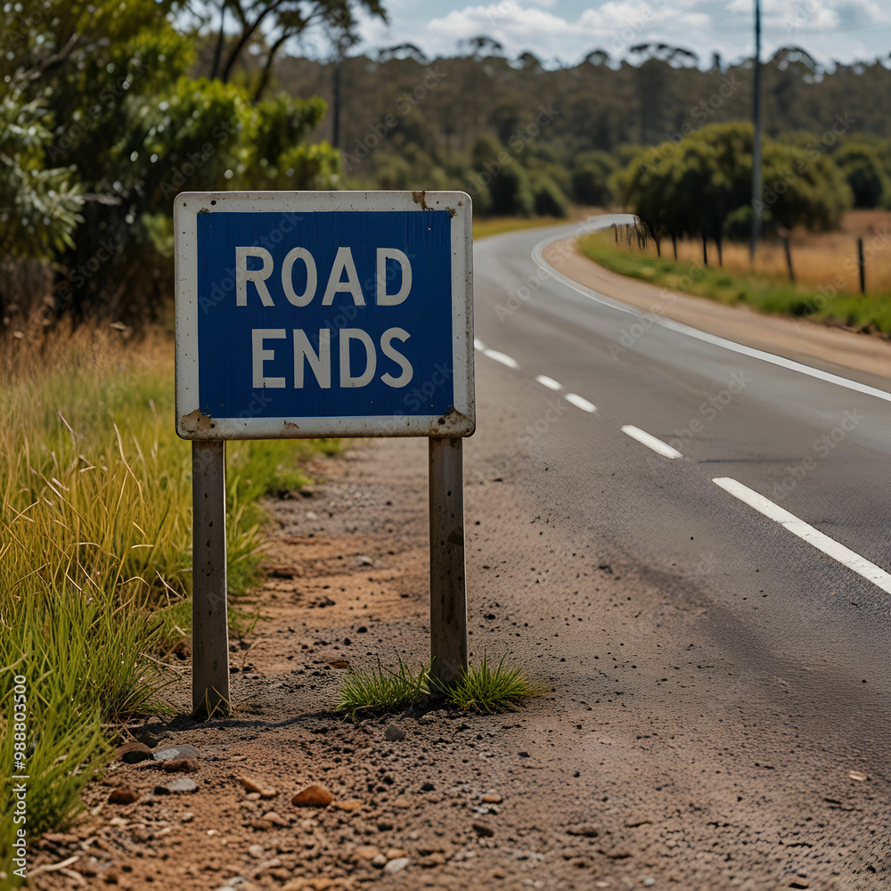 Road Ends sign in rural Road Ends sign in rural