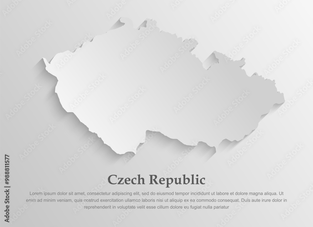 Fototapeta premium Minimal white map Czech, template Europe country