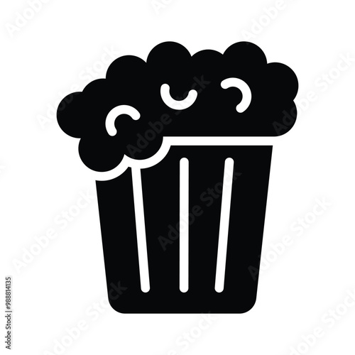 Classic popcorn icon, ideal for snacks and movie themes