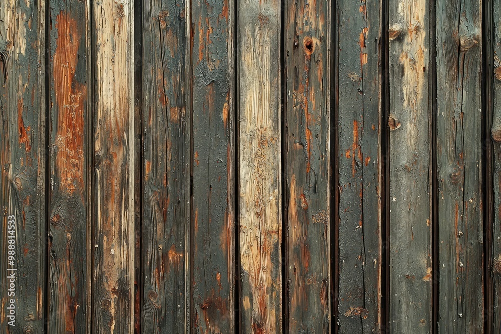 Weathered Wooden Planks with Peeling Grey Paint