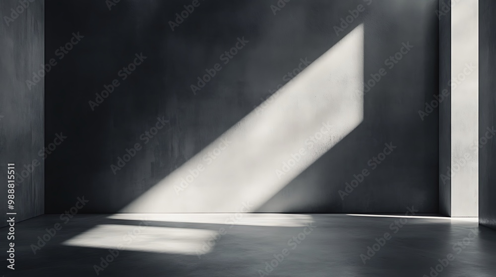 A minimalist interior with a concrete wall and floor with sunlight streaming through a window. A minimalist interior with a concrete wall and floor with sunlight streaming through a window.