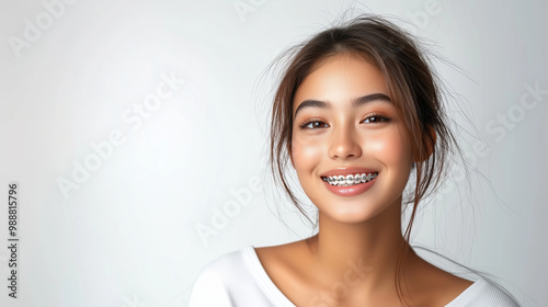 portrait of a woman with braces