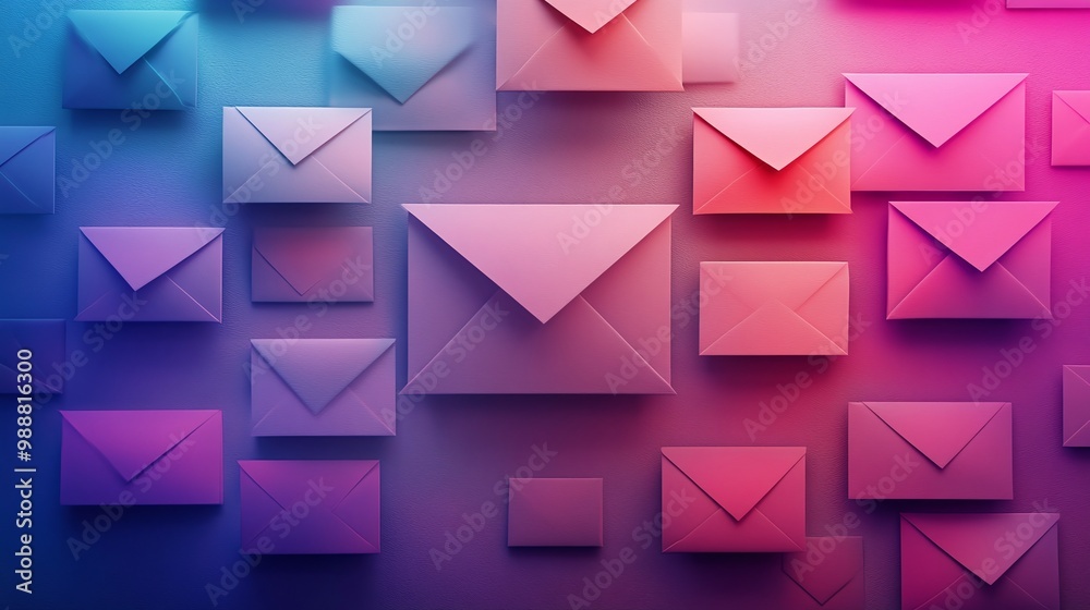Colorful envelopes on a vibrant background, abstract design. Email Marketing concept. Colorful envelopes on a vibrant background, abstract design. Email Marketing concept.