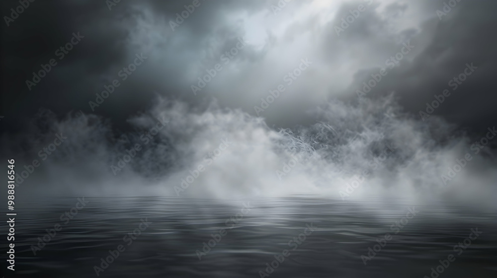 Obraz premium Dark and Foggy Sea with Cloudy Sky