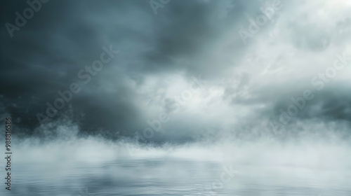 Foggy Lake with Cloudy Sky - Serene Landscape Photography