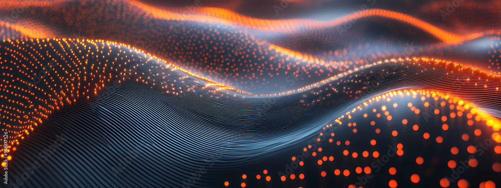 Abstract Digital Cityscape with Metallic Curves Abstract Digital Cityscape with Metallic Curves