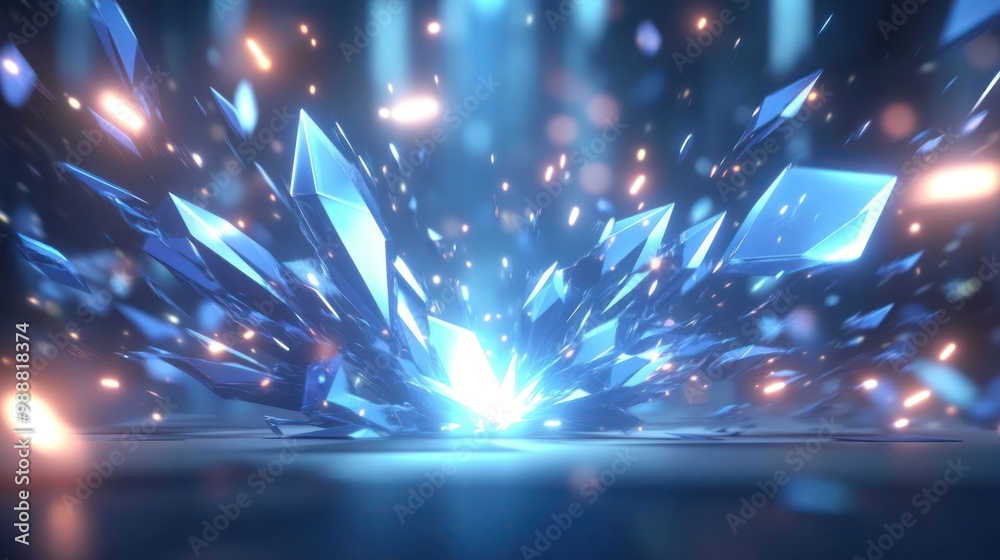 A burst of crystalline shards radiating light in a dynamic, abstract composition. A burst of crystalline shards radiating light in a dynamic, abstract composition.