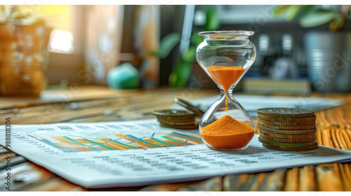 An hourglass with one side filled with work documents and the other with sand, depicting the finite time available to balance work and life.