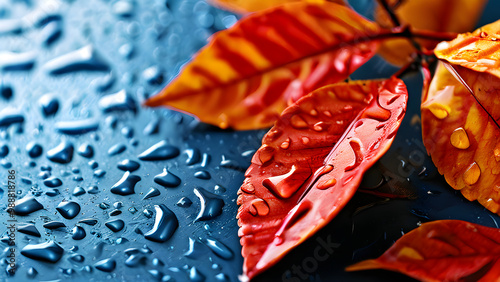 red flower with water drops