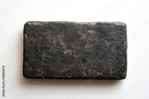 Ancient Roman rectangular stone tablet black construction material. photo