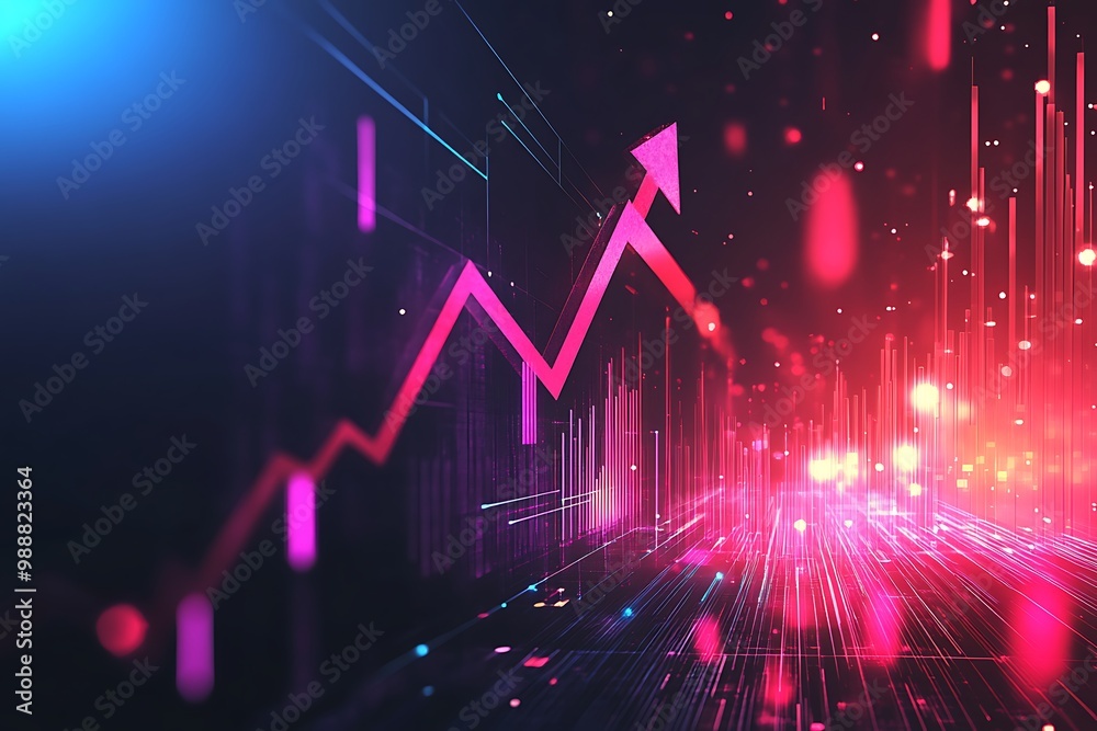 Futuristic Financial Growth Background with Data and Arrow Indicators Futuristic Financial Growth Background with Data and Arrow Indicators