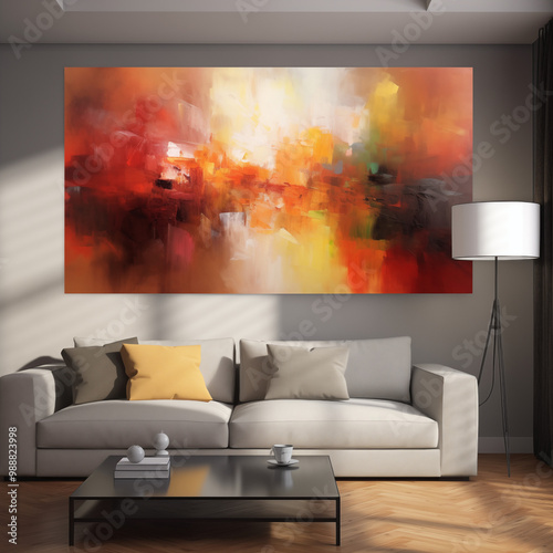 Modern living room with cozy sofa and contemporary furniture in a stylish home interior