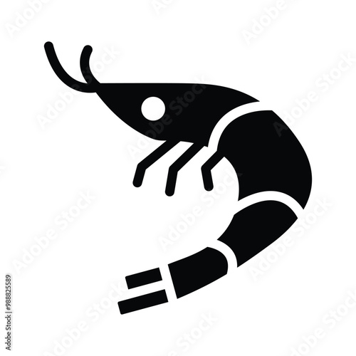 Plump shrimp icon ideal in seafood designs