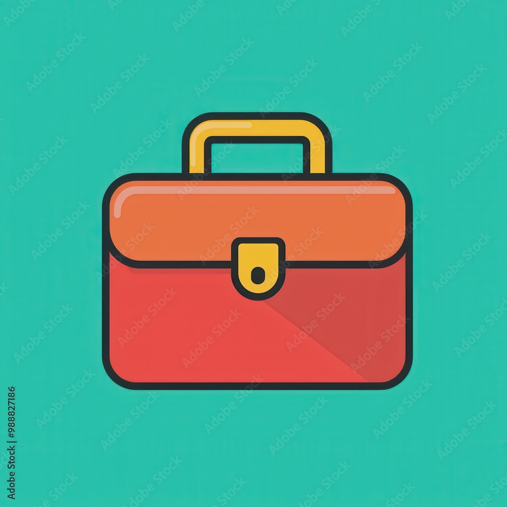 Modern Briefcase Icon on Colorful Background Modern Briefcase Icon on Colorful Background